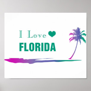 I Kärlek Florida Colorful Grönt Poster