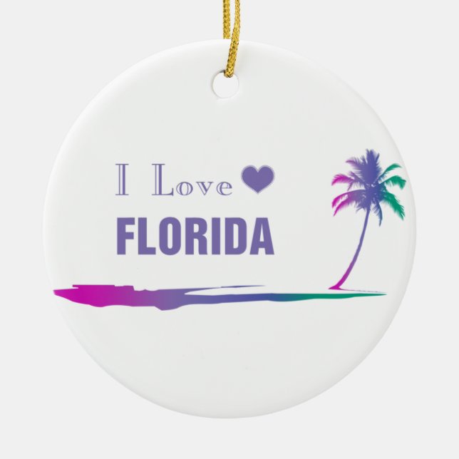 I Kärlek Florida Colorful Lila Julgransprydnad Keramik (Framsidan)