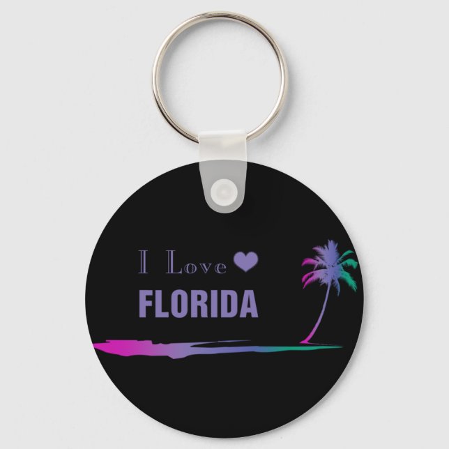 I Kärlek Florida Colorful Lila Keychain Nyckelring (Framsida)
