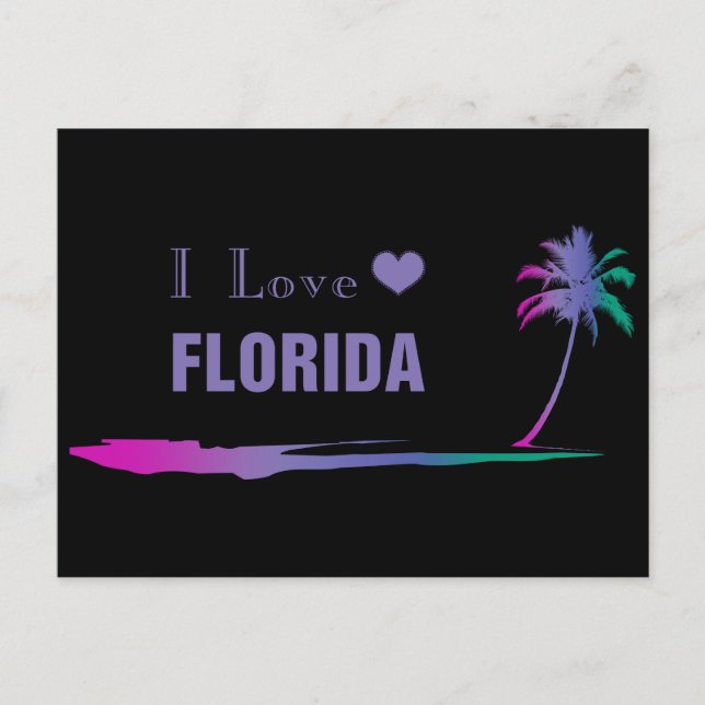 I Kärlek Florida Colorful Lila Postcard Vykort (Framsida)
