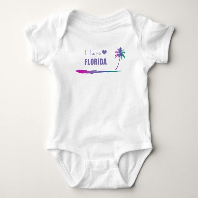 I Kärlek Florida Colorful Lila T Shirt (Framsida)