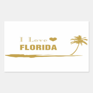 I Kärlek Florida Guld Rektangulärt Klistermärke
