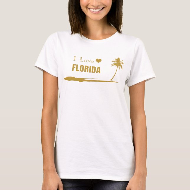 I Kärlek Florida Guld T Shirt (Framsida)