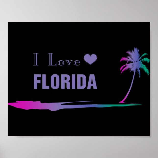 I Kärlek Florida Poster färglös Lila (Framsidan)