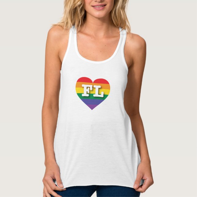 I Kärlek Florida Rainbow Heart Linne Med Racerback (Framsida)