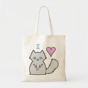 I Kärlek Fluffy White Kattunge Tygkasse