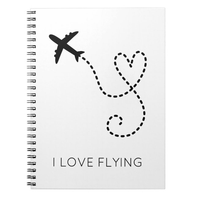I Kärlek Flygande hjärtflygplan Pilot Flight Rolig Anteckningsbok (Framsidan)