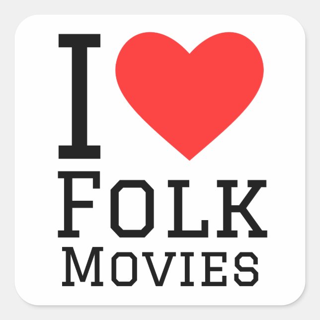 I kärlek folkfilmer fyrkantigt klistermärke (Framsida)