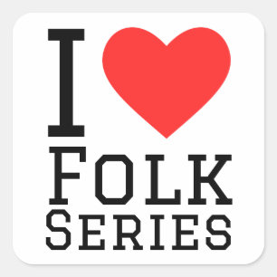 I kärlek folkserie fyrkantigt klistermärke