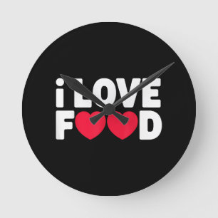 I Kärlek Food Funny Foodie Gift för manar Rund Klocka