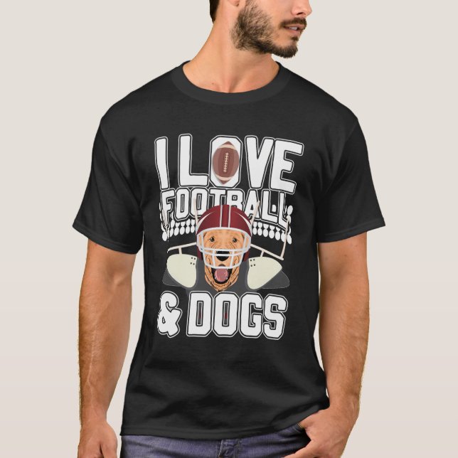 I Kärlek Football and Hundar Cute Puppy Hund Spo T Shirt (Framsida)