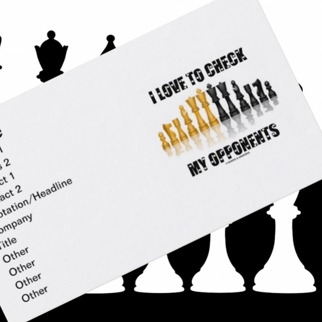 I Kärlek för att kolla mina motståndares reflekter Visitkort (Business card for any chess player who loves to check his or her opponents)