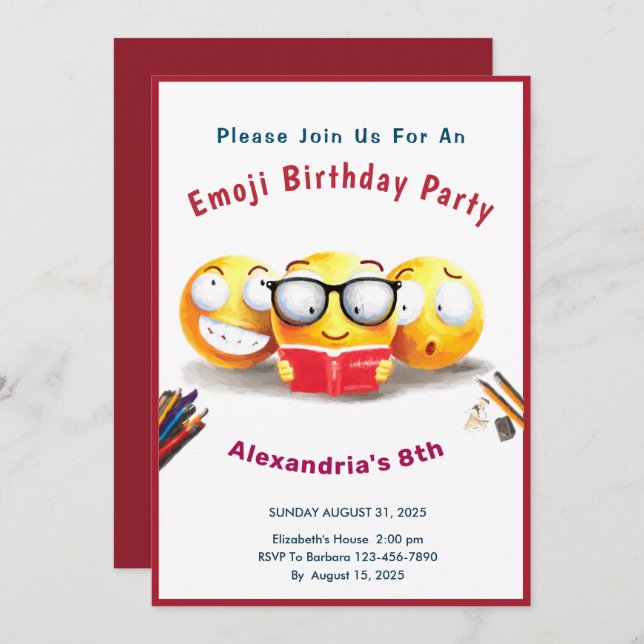 I Kärlek för att läsa Bokar Reader Inbjudningar (Fram/baksida)