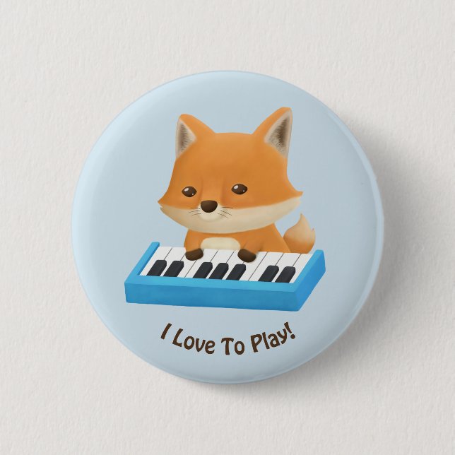 I kärlek för att spela Cute Fox på Piano Kids Butt Knapp (Framsida)