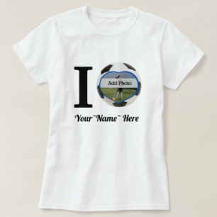 I Kärlek, fotnoten Lägg till namn, hjärtfoto Ram T Shirt