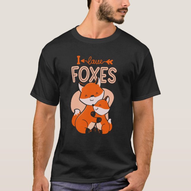 I Kärlek Fox Animal Fox Ord T Shirt (Framsida)