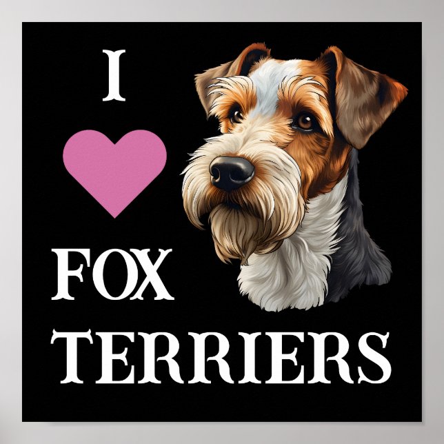 I Kärlek Fox Terriers (Wire Hair Fox Terrier) Poster (Framsidan)