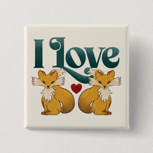 I Kärlek Foxes Cute Heart Knapp