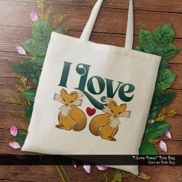I Kärlek Foxes Cute Heart Tygkasse
