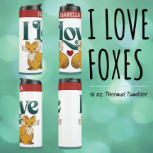I Kärlek Foxes Cute Heart Vattenflaska
