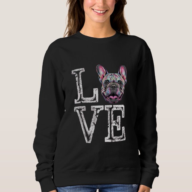 I Kärlek Fransk Bulldog Funny Frenchie Hund älskar T Shirt (Framsida)