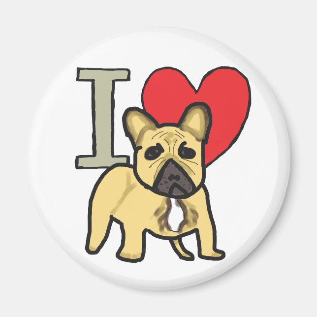 I Kärlek Fransk Bulldog Magnet (Framsidan)
