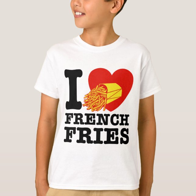 I Kärlek Fransk Fries Tee Shirt (Framsida)