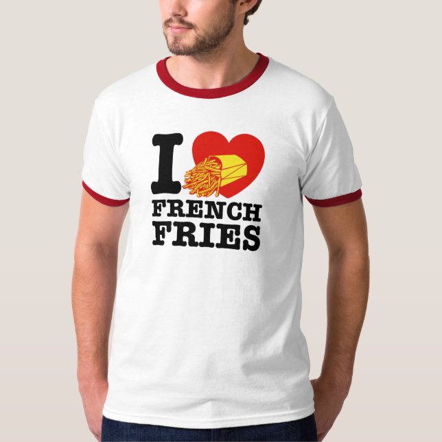 I Kärlek Fransk Fries Tee Shirt (Framsida)