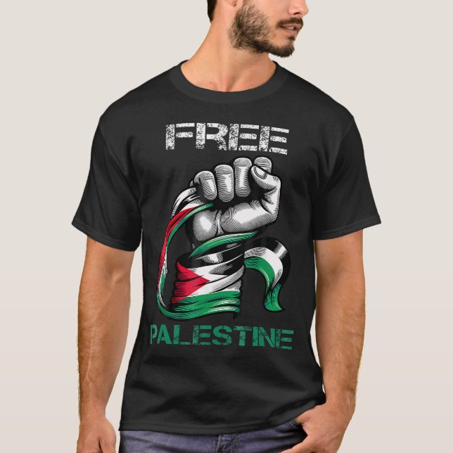 I Kärlek Free Palestine Flagga Spara Gaza Strip Pa T Shirt (Framsida)