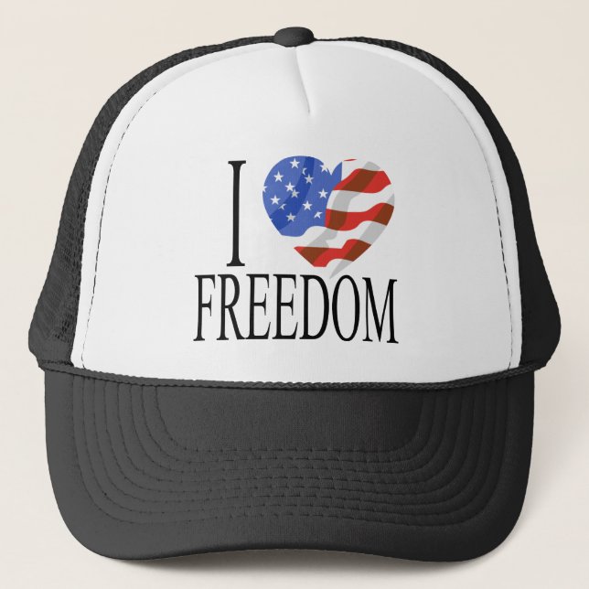 I Kärlek Freedom US Flagga Heart American Free Truckerkeps (Framsida)