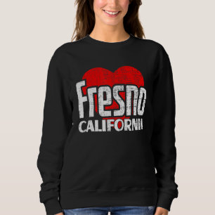 I Kärlek Fresno California Retro Big Heart Fresno  T Shirt