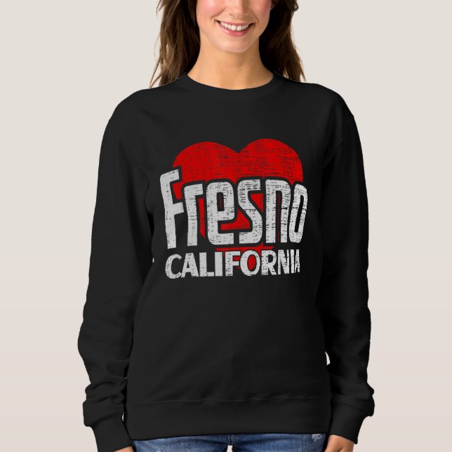 I Kärlek Fresno California Retro Big Heart Fresno  T Shirt (Framsida)