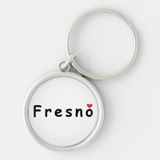 I kärlek Fresno Rund Silverfärgad Nyckelring (Framsidan)