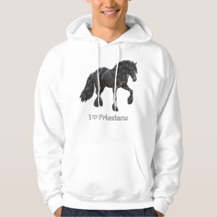 I Kärlek Friesians Black Friesian Draft Horse Love Hoodie
