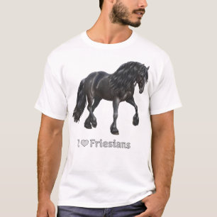 I Kärlek Friesians Black Friesian Draft Horse Love T Shirt