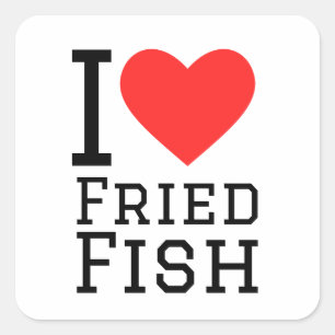 I kärlek friterad fisk fyrkantigt klistermärke