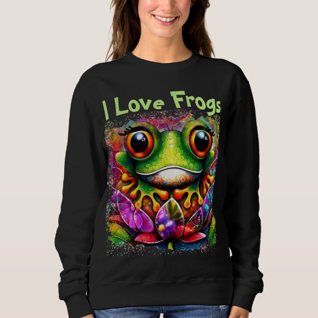 I Kärlek Frogs Whimsical Abstrakt Painting Art T Shirt (Framsida)