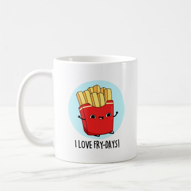 I Kärlek Fry-Days Funny Fransk Fries Pun Kaffemugg (Vänster)
