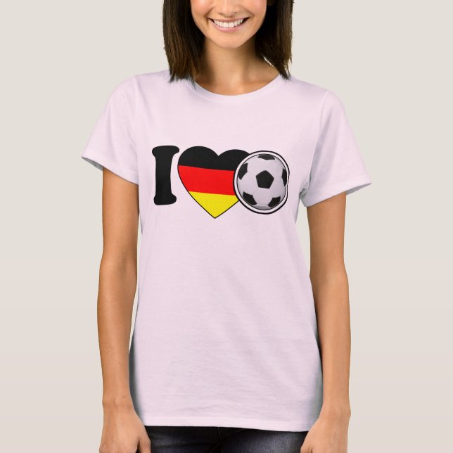 "I Kärlek Fußball" Damen-Shirt Deutschland Tysklan Tee (Framsida)