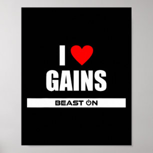 I Kärlek Gains Bodybuilding Gainz Gym Fitness Trai Poster