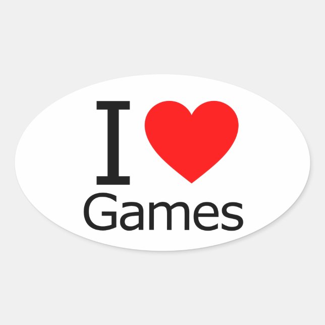 I Kärlek Games Ovalt Klistermärke (Framsida)