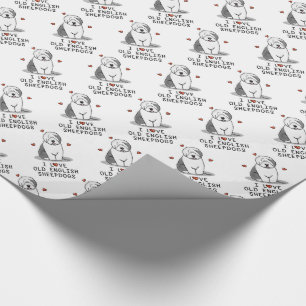 I Kärlek Gamla engelska Sheepdog (Grått 1) Cute OE Presentpapper