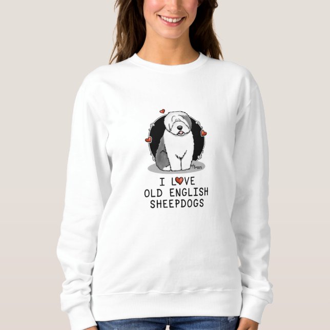 I Kärlek Gamla engelska Sheepdog (Grått 1) Cute OE T Shirt (Framsida)