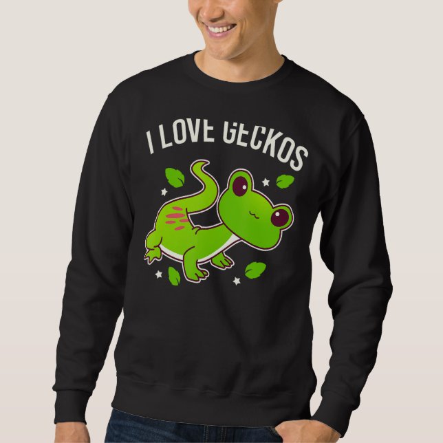 I Kärlek Geckos Cute Gecko Graphic Lång Ärmad Tröja (Framsida)