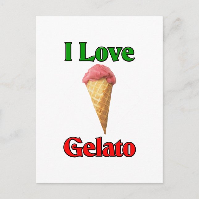 I Kärlek Gelato (italiensk iskräm) Vykort (Framsida)