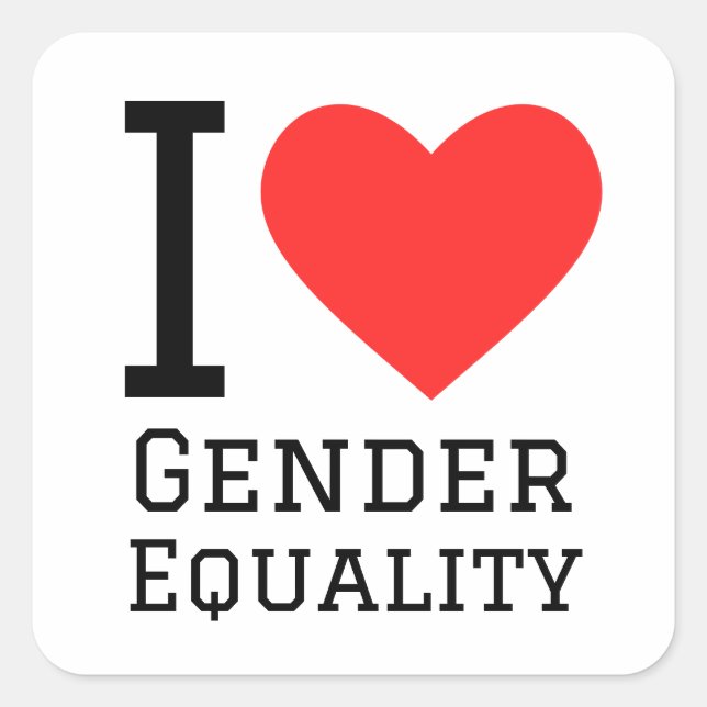 I kärlek gender jämlikhet fyrkantigt klistermärke (Framsida)