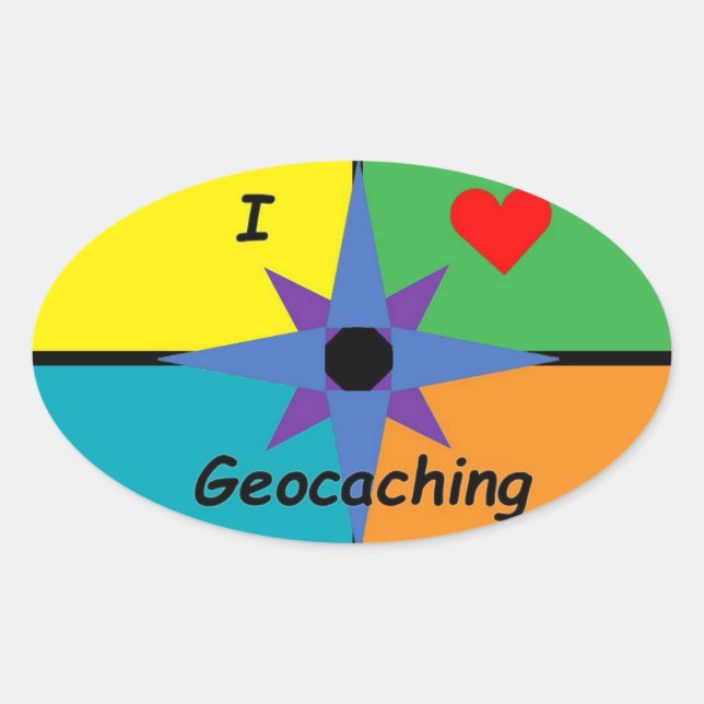 I Kärlek Geocaching-dekalett Ovalt Klistermärke (Framsida)