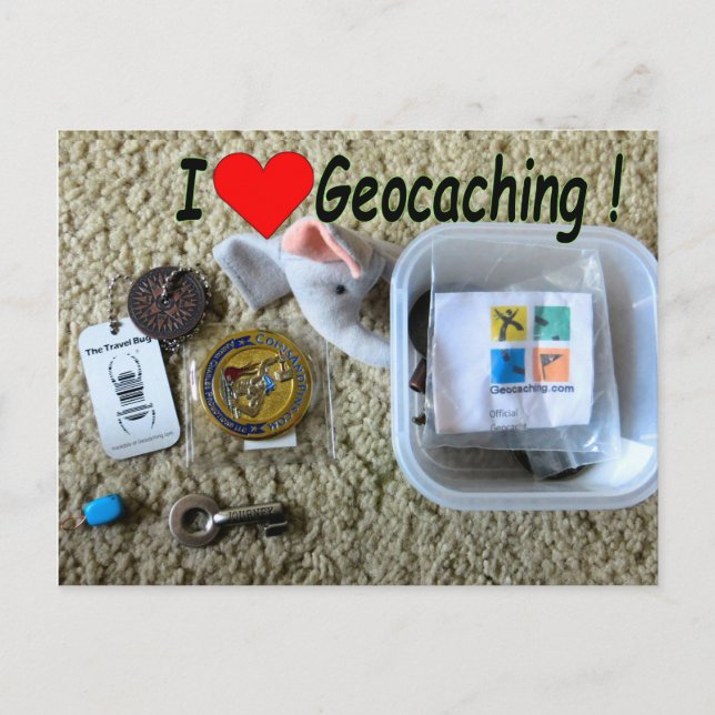 I Kärlek Geocaching-vykort: Öppna cache Vykort (Framsida)