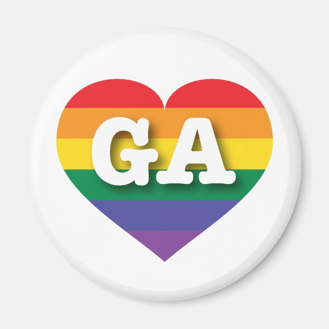 I Kärlek Georgia Rainbow Heart Magnet (Framsidan)