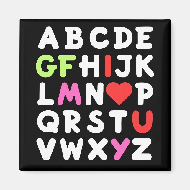I Kärlek ger du mina GF ABC Alphabet Valentines da Magnet (Framsidan)